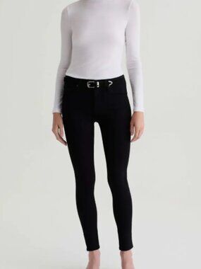 NWOT AG Farrah Mid-Rise Ankle Skinny Jeans Black Size 28 (27” Inseam)